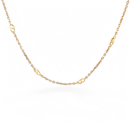 Collar de oro amarillo de 18kt con cadena forzada con eslabones tipo calabrote con un cierre tipo gancho. Medidas: 42,5cm largo x 7,50mm grosor. Cadenas baratas