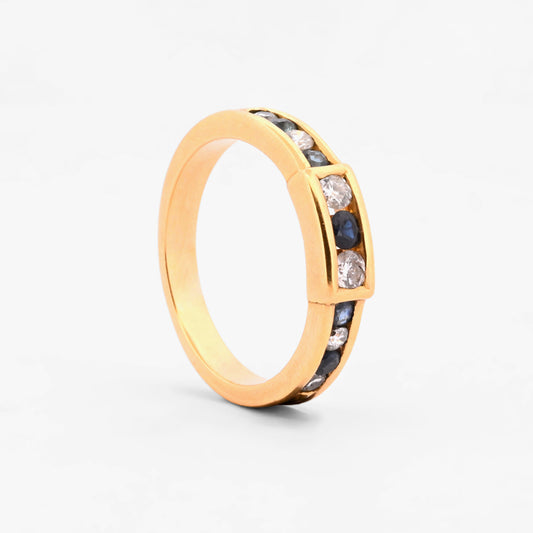 Anillo de oro amarillo de 18k con diamantes y zafiros - 17856GV