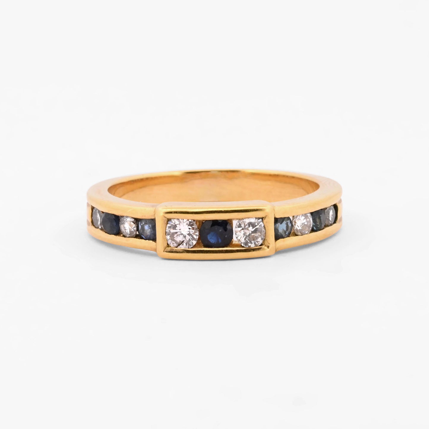 Anillo de oro amarillo de 18k con diamantes y zafiros - 17856GV