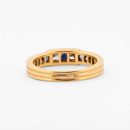 Anillo de oro amarillo de 18k con diamantes y zafiros - 17856GV