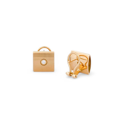 Comprar pendientes de oro amarillo de 18kt con 1 diamante en cada pendiente. Joyas restauradas. Envío gratis a toda la península. Joyería Ian'Or.