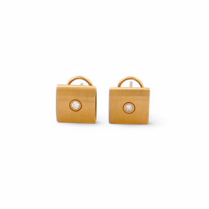 Comprar pendientes de oro amarillo de 18kt con 1 diamante en cada pendiente. Joyas restauradas. Envío gratis a toda la península. Joyería Ian'Or.
