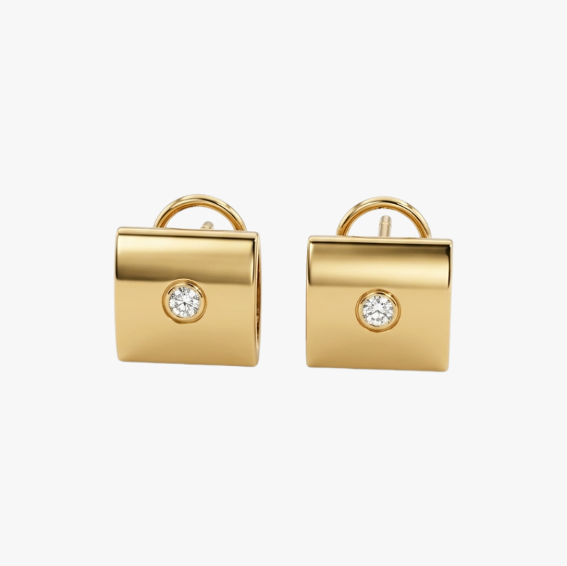 Comprar pendientes de oro amarillo de 18kt con 1 diamante en cada pendiente. Joyas restauradas. Envío gratis a toda la península. Joyería Ian'Or.
