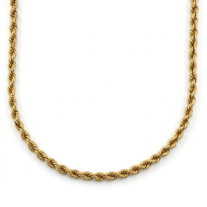 Collar de Oro amarillo de 18kt con cadena de cordón salomónico. La cadena mide 54cm de largo y dispone de un cierre desplegable. Joyería Ian'Or. Envío GRATIS.
