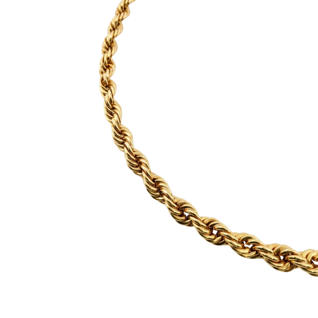 Collar de Oro amarillo de 18kt con cadena de cordón salomónico. La cadena mide 54cm de largo y dispone de un cierre desplegable. Joyería Ian'Or. Envío GRATIS.
