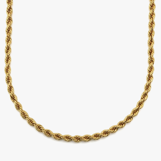 Collar de Oro amarillo de 18kt con cadena de cordón salomónico. La cadena mide 54cm de largo y dispone de un cierre desplegable. Joyería Ian'Or. Envío GRATIS.