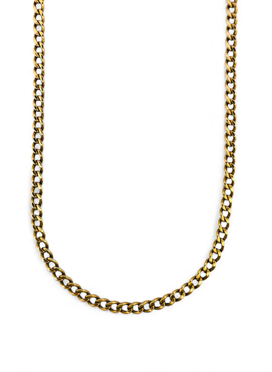 Collar de oro amarillo de 18kt con cadena barbada tipo cubana plana y cierre tipo mosquetón. Joya unisex. Joyería Ian'Or. Envío GRATIS.

