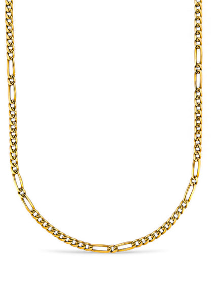Collar con cadena alterna barbada en oro amarillo de 18kt y cierre de cajón con un brazo de seguridad. Joya unisex. Joyería Ian'Or. Envío GRATIS.

