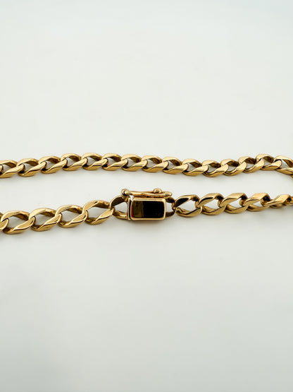Comprar pulsera oro de 18kt con cadena tipo cubana y cierre de cajón con un brazo de seguridad. Joyas segunda mano. Joyería Ian'Or. Envío gratis.
