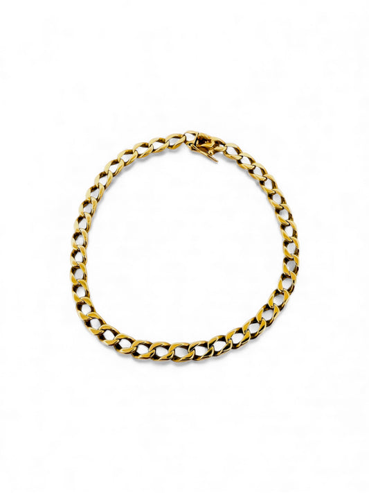 Comprar pulsera oro de 18kt con cadena tipo cubana y cierre de cajón con un brazo de seguridad. Joyas segunda mano. Joyería Ian'Or. Envío gratis.