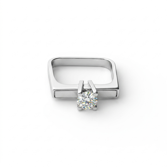 Comprar Solitario realizado en oro blanco y diamante talla brillante engastado en 4 grapas. Joyería Ian'Or. Joyas al mejor precio.