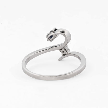 Sortija oro blanco 18kt con diamante y zafiro - 18370P