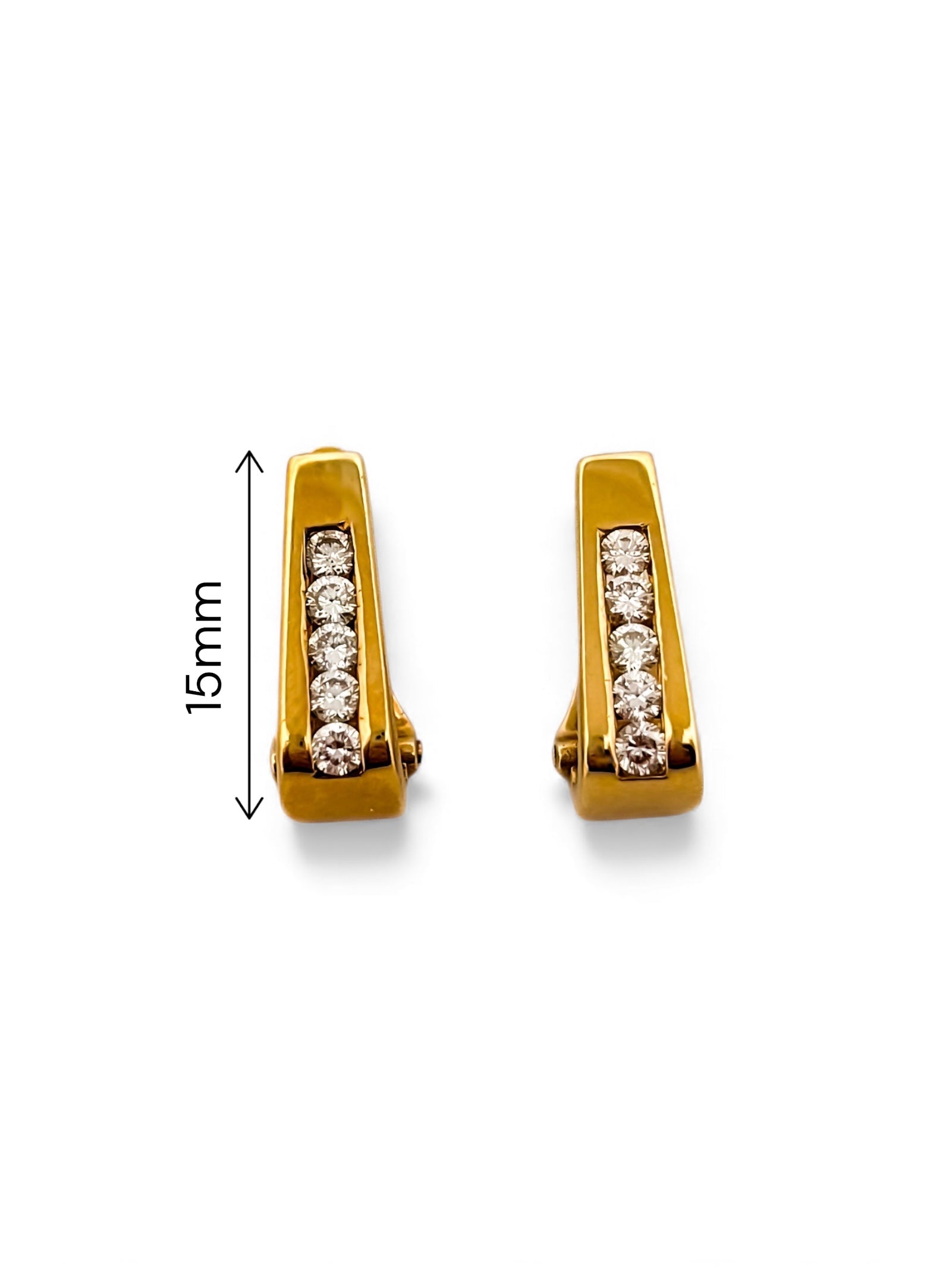 Comprar pendientes de oro amarillo de 18kt con 5 diamantes en cada pendiente. Joyas restauradas. Envío gratis a toda la península. Joyería Ian'Or.