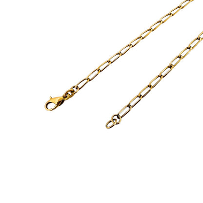 Collar con cadena forzada de eslabones largos en oro amarillo de 18kt y cierre tipo mosquetón. Joya unisex. Joyería Ian'Or. Envío GRATIS.