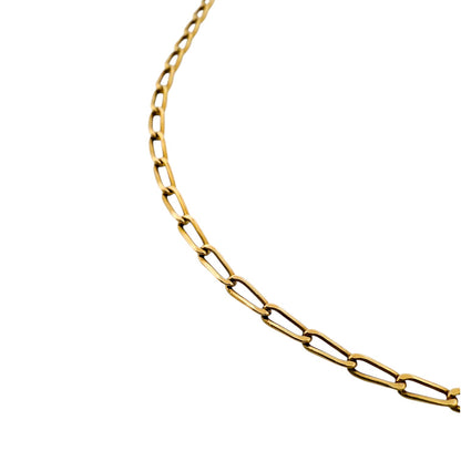 Collar con cadena forzada de eslabones largos en oro amarillo de 18kt y cierre tipo mosquetón. Joya unisex. Joyería Ian'Or. Envío GRATIS.