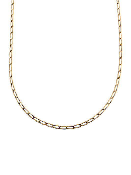 Collar con cadena forzada de eslabones largos en oro amarillo de 18kt y cierre tipo mosquetón. Joya unisex. Joyería Ian'Or. Envío GRATIS.

