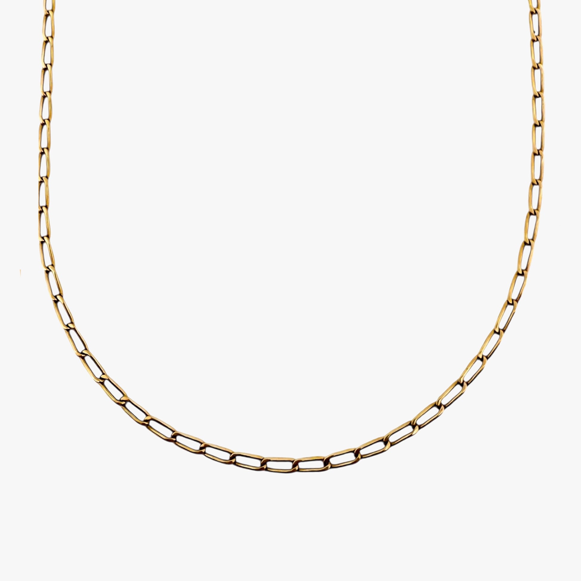 Collar con cadena forzada de eslabones largos en oro amarillo de 18kt y cierre tipo mosquetón. Joya unisex. Joyería Ian'Or. Envío GRATIS.