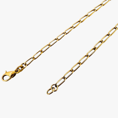 Collar con cadena forzada de eslabones largos en oro amarillo de 18kt y cierre tipo mosquetón. Joya unisex. Joyería Ian'Or. Envío GRATIS.