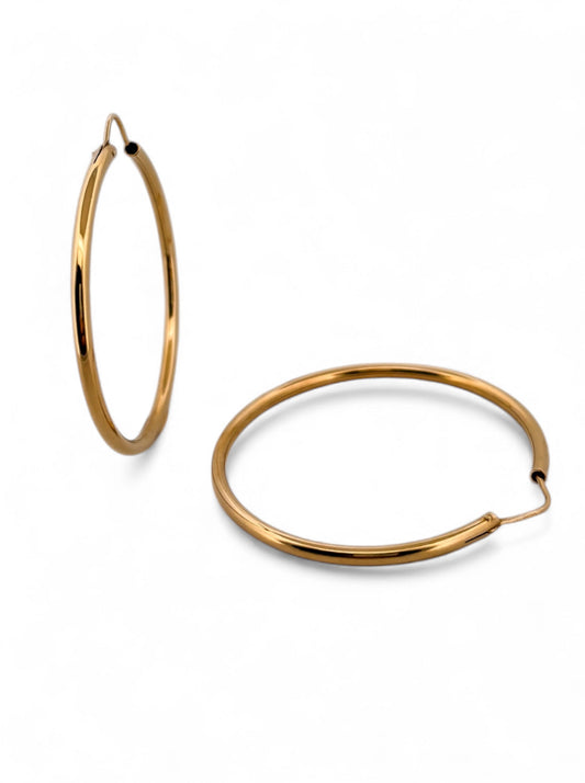 Comprar pendientes aro lisos en oro amarillo de 18kt de 40mm de diámetro y 2mm de grosor. Joyería Ian'Or. Envío GRATIS. Ian'Or.

