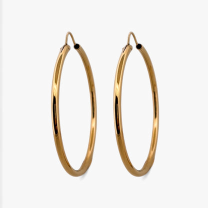Comprar pendientes aro lisos en oro amarillo de 18kt de 40mm de diámetro y 2mm de grosor. Joyería Ian'Or. Envío GRATIS. Ian'Or.