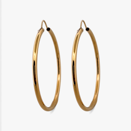 Comprar pendientes aro lisos en oro amarillo de 18kt de 40mm de diámetro y 2mm de grosor. Joyería Ian'Or. Envío GRATIS. Ian'Or.