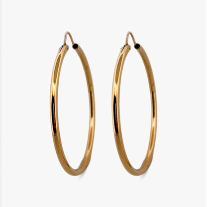 Comprar pendientes aro lisos en oro amarillo de 18kt de 40mm de diámetro y 2mm de grosor. Joyería Ian'Or. Envío GRATIS. Ian'Or.