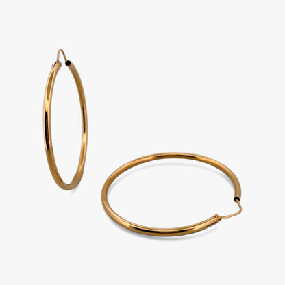 Comprar pendientes aro lisos en oro amarillo de 18kt de 40mm de diámetro y 2mm de grosor. Joyería Ian'Or. Envío GRATIS. Ian'Or.