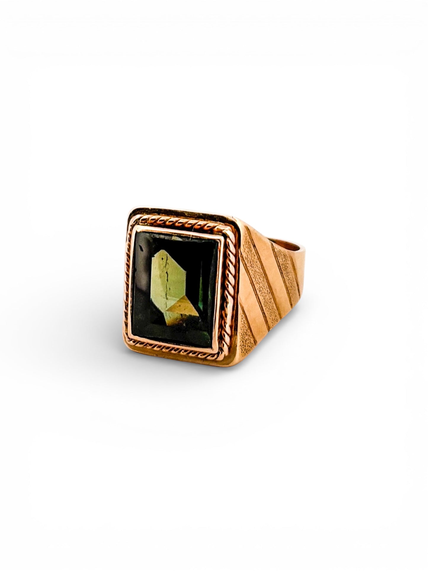 18632P - Sello oro amarillo 18kt y piedra natural verde