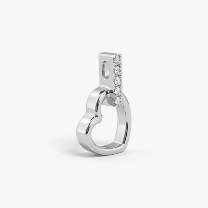 Comprar colgante corazón de oro blanco de 19kt y con balía de brilantes. Joyas corazón de oro al mejor precio.