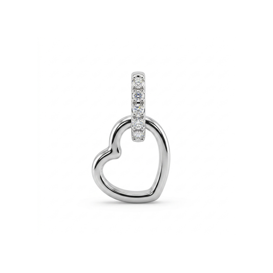 Comprar colgante corazón de oro blanco de 19kt y con balía de brilantes. Joyas corazón de oro al mejor precio.