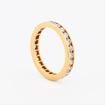 Comprar alianza completa en oro amarillo de 18kt con carril de diamantes talla brillante. Joyas de segunda mano. Joyas con diamantes. Joyería Ian'Or.