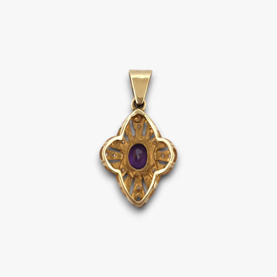 Comprar Colgante amatista con diamantes realizado en oro amarillo de 18kt. Oro al mejor precio oro barato amatista oval diamantes brillantes