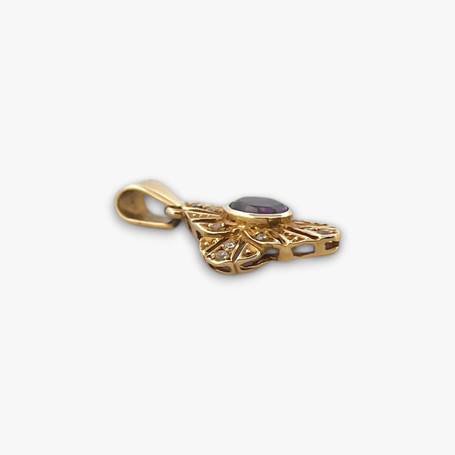 Comprar Colgante amatista con diamantes realizado en oro amarillo de 18kt. Oro al mejor precio oro barato amatista oval diamantes brillantes
