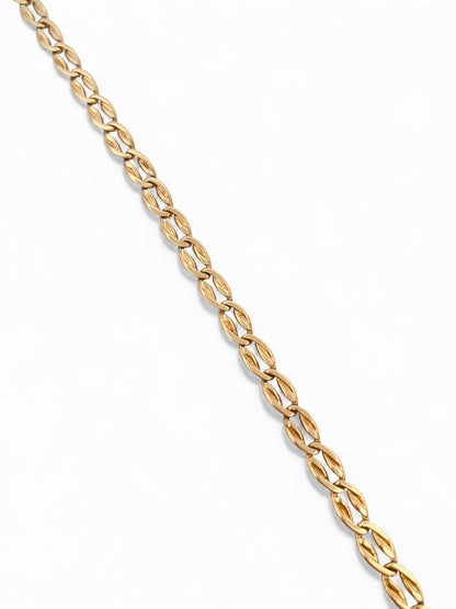 Comprar pulsera realizada en oro amarillo de 18kt con eslabones ovalados y planos y cierre con brazo de seguridad. Cadenas de oro 18kt baratas al mejor precio.