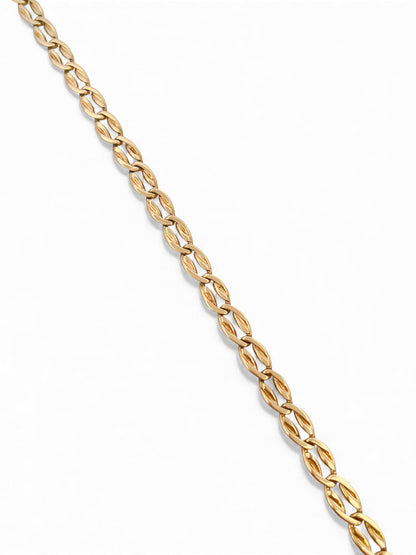 Comprar pulsera realizada en oro amarillo de 18kt con eslabones ovalados y planos y cierre con brazo de seguridad. Cadenas de oro 18kt baratas al mejor precio.