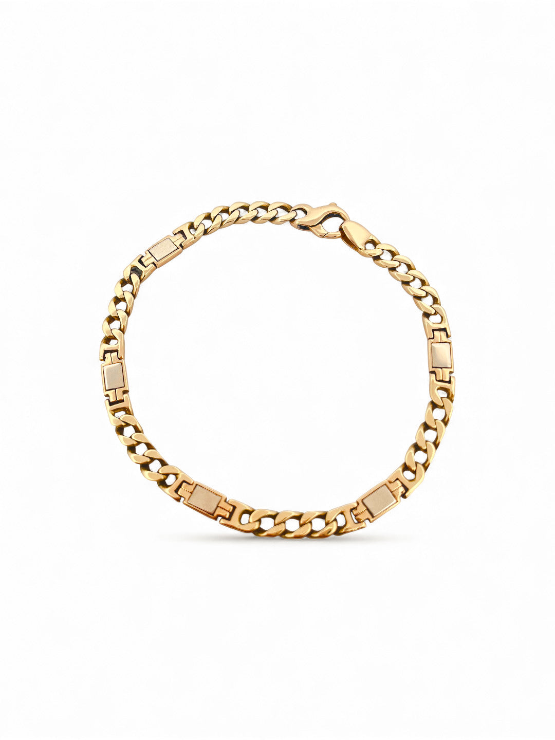 18927P - Pulsera cadena cubana alterna bicolor oro 18kt - 24cm