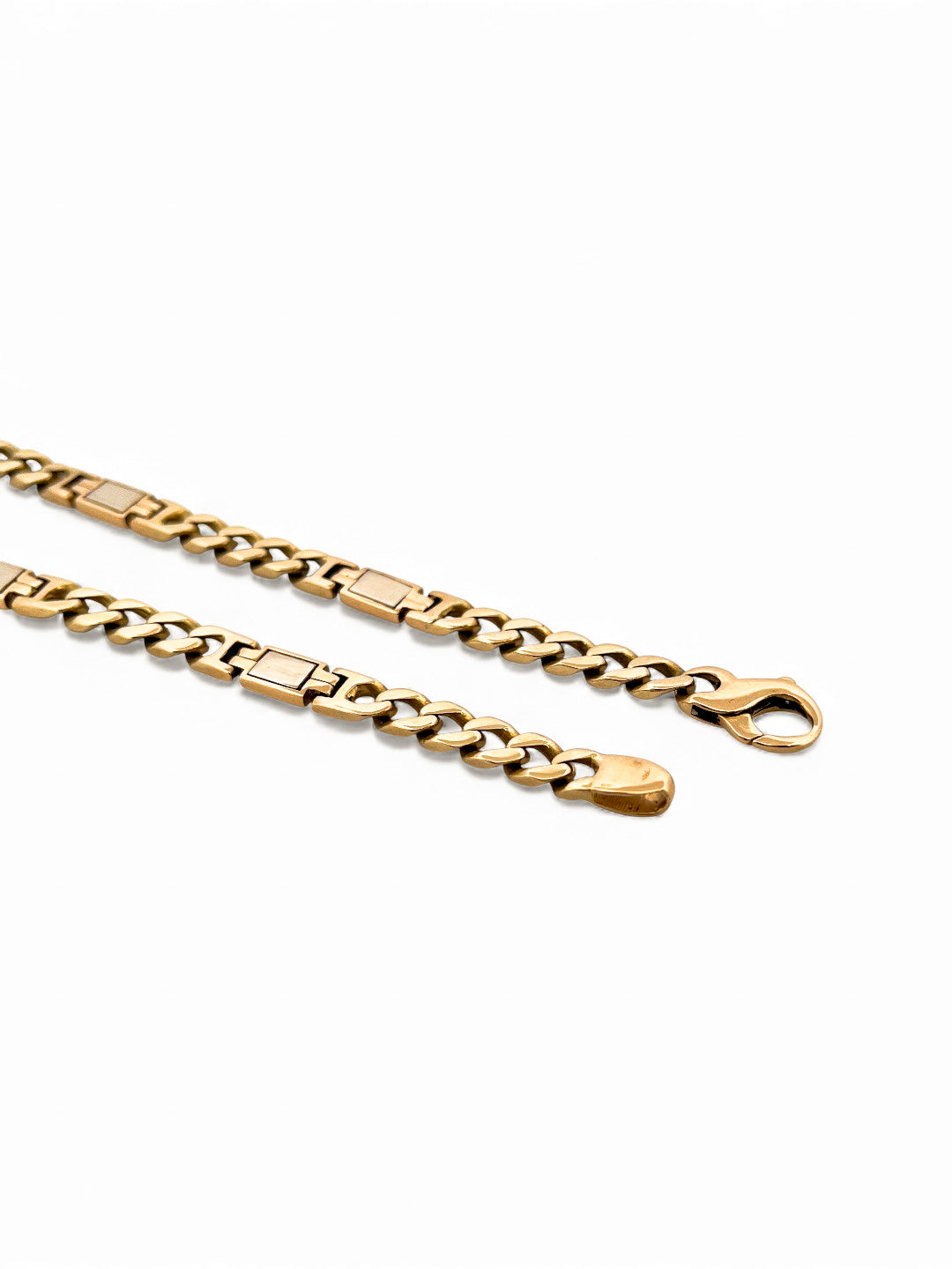 18927P - Pulsera cadena cubana alterna bicolor oro 18kt - 24cm