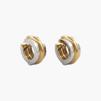 Comprar pendientes bicolor en oro blanco y amarillo de 18kt en forma de aros. Disponen de cierre tipo omega.Pendientes de oro baratos Ian'Or. Pendientes oro 18kt. Envío gratis.