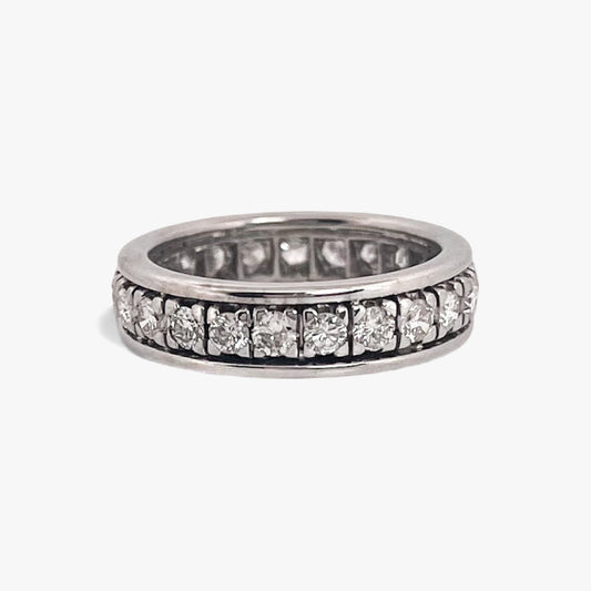 Comprar alianza completa de oro blanco de 18kt con carril de brillantes. Alianzas de diamantes al mejor precio de oro 18k.