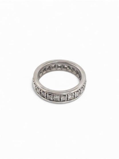 Comprar alianza completa de oro blanco de 18kt con carril de brillantes. Alianzas de diamantes al mejor precio de oro 18k.