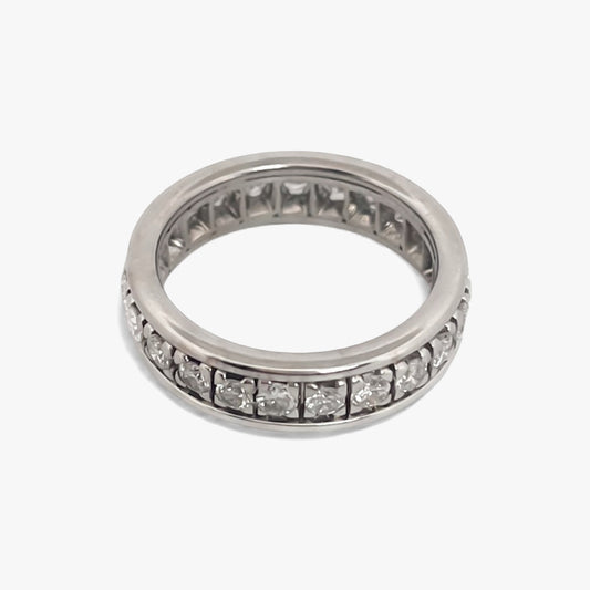 Comprar alianza completa de oro blanco de 18kt con carril de brillantes. Alianzas de diamantes al mejor precio de oro 18k.