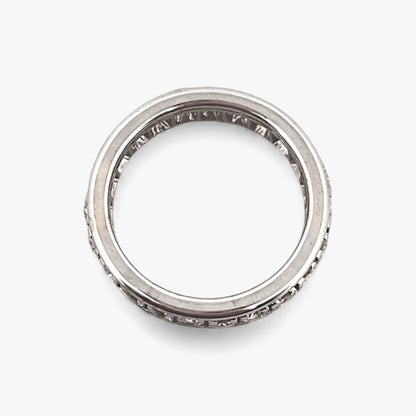 Comprar alianza completa de oro blanco de 18kt con carril de brillantes. Alianzas de diamantes al mejor precio de oro 18k.