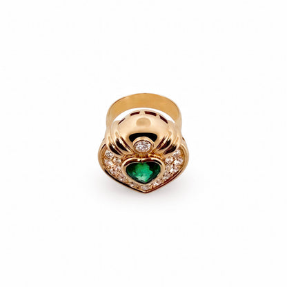 15556GM - Sortija oro amarillo 18kt con esmeralda corazón y diamantes