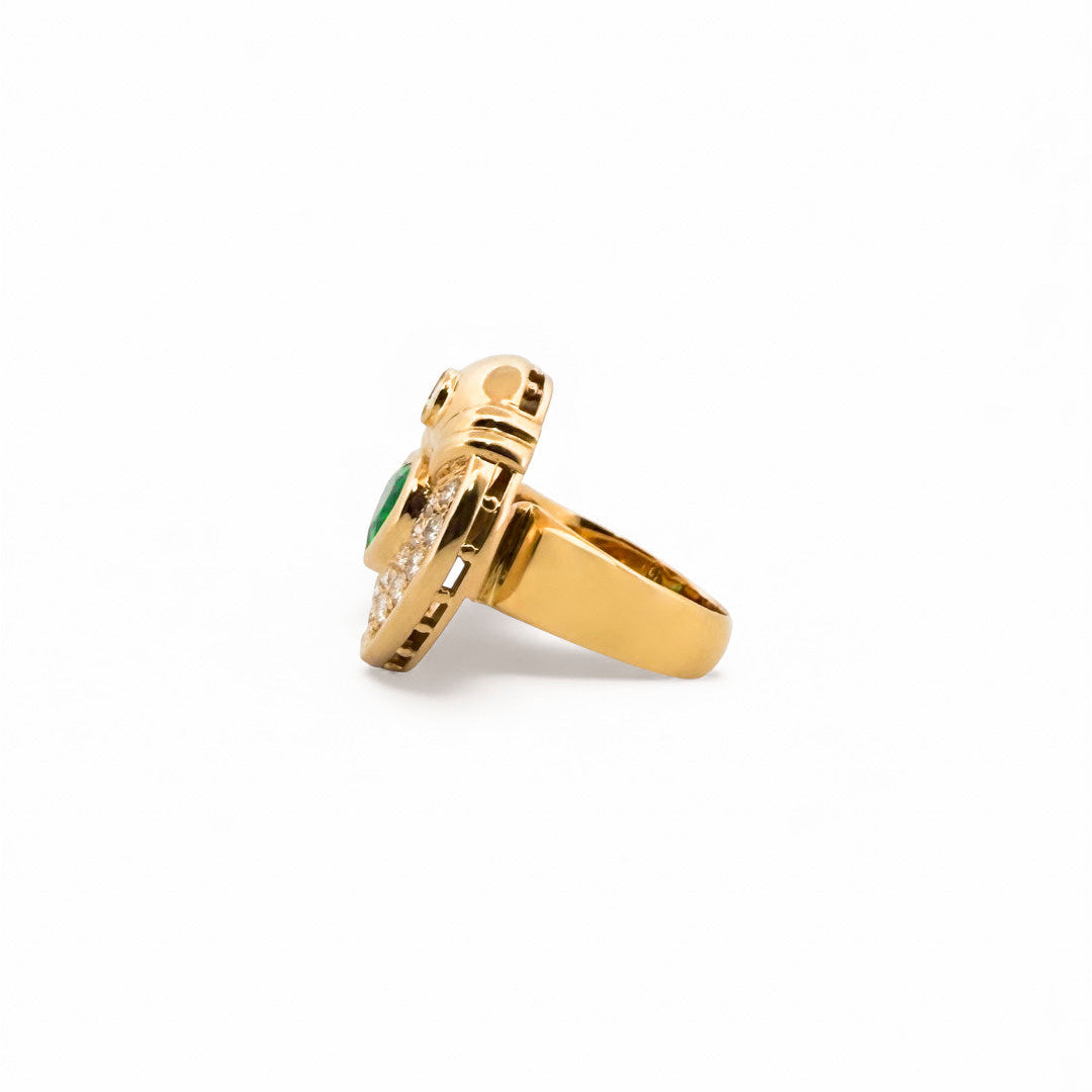 15556GM - Sortija oro amarillo 18kt con esmeralda corazón y diamantes