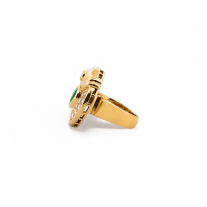 15556GM - Sortija oro amarillo 18kt con esmeralda corazón y diamantes