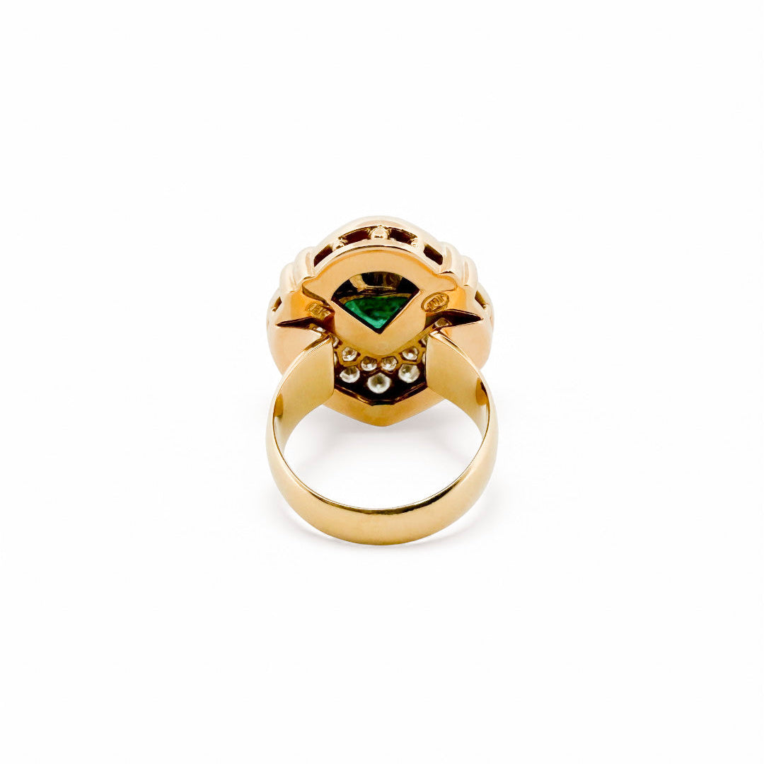 15556GM - Sortija oro amarillo 18kt con esmeralda corazón y diamantes