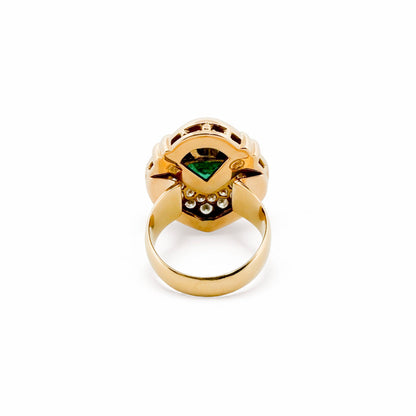 15556GM - Sortija oro amarillo 18kt con esmeralda corazón y diamantes