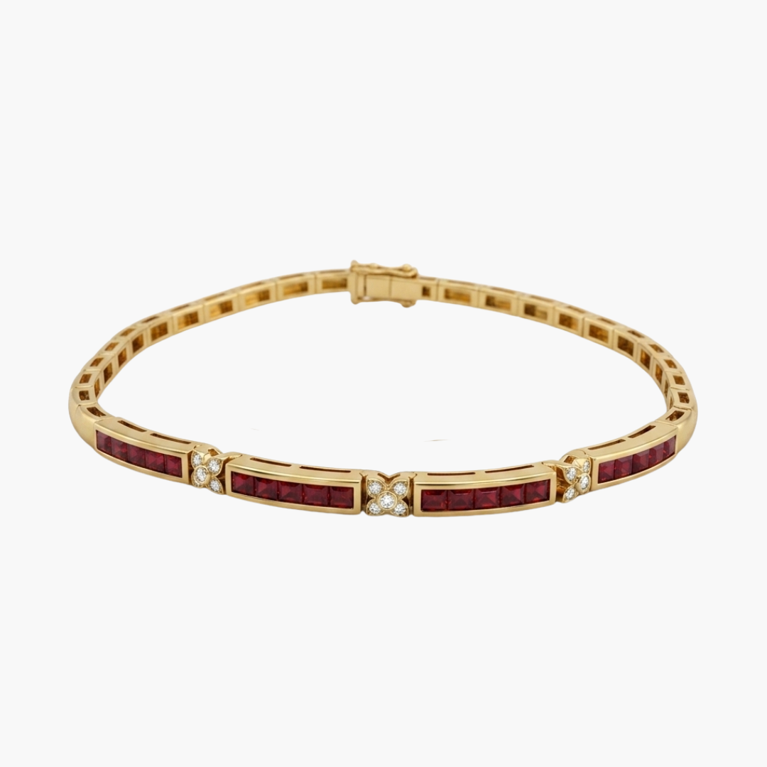 Pulsera Semirígida de Oro 18kt rubíes y diamantes - 19601P