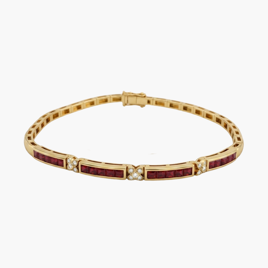 Pulsera Semirígida de Oro 18kt rubíes y diamantes - 19601P