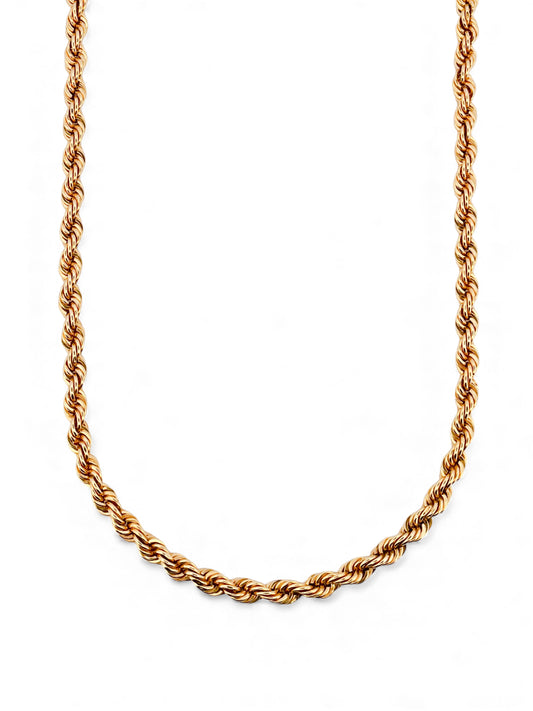 Comprar collar de Oro amarillo de 18kt con cadena de cordón salomónico. La cadena mide 60cm de largo y dispone de un cierre tipo mosquetón. Joyería Ian'Or. Envío GRATIS.